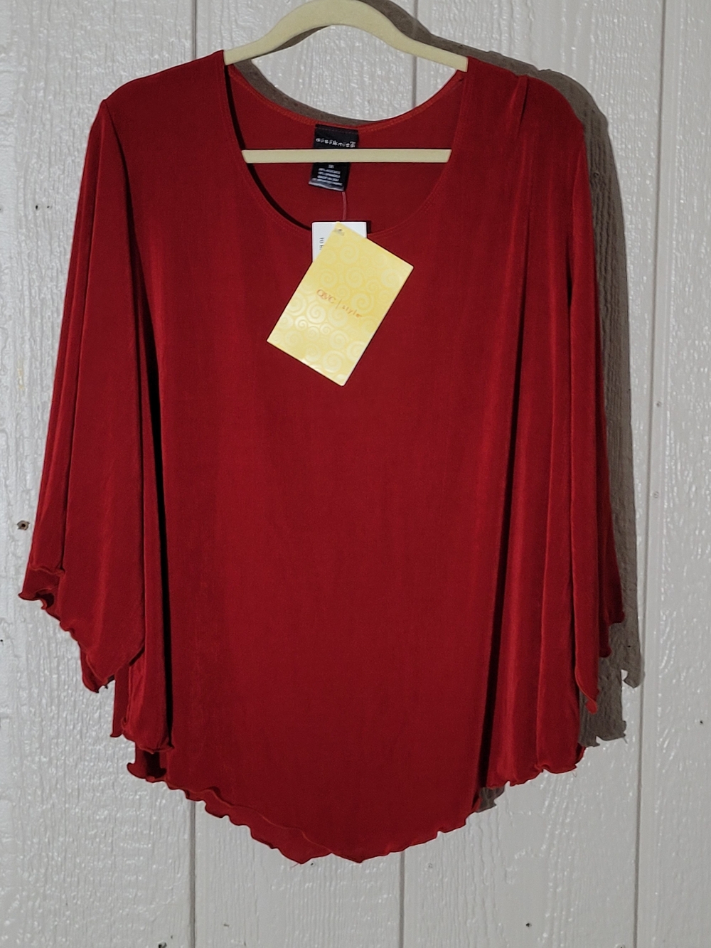Women's Red Draped Flow Blouse by Citiknit